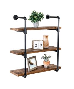 Honey Can Do 3 Tier Black Industrial Wall Shelf