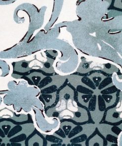 Blue Damask Floral Luxe Flannel Fabric