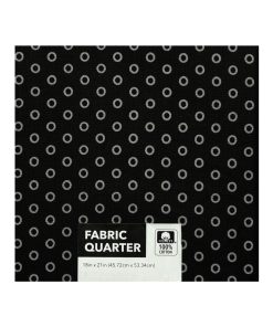18 x 21 Circles on Black Cotton Fabric Quarter 1pc by Keepsake Calico
