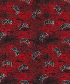 Red Distressed Ohio State Buckeyes Cotton Fabric