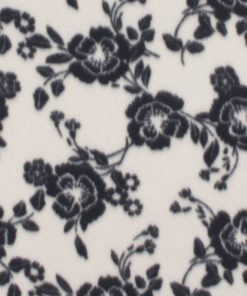 Black   White Sketched Floral Blizzard Fleece Fabric