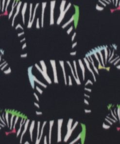 Zebras on Black Blizzard Fleece Fabric