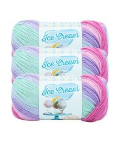 Lion Brand Ice Cream 394yds Light Weight Acrylic Yarn 3 Bundle - Ube