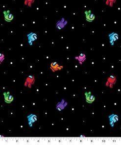 Among Us Crewmates In Space Cotton Fabric