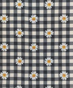 Daisies on Black Checks Quilt Cotton Fabric by Keepsake Calico
