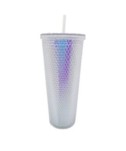 24oz Textured Iridescent Tumbler With Straw by Happy