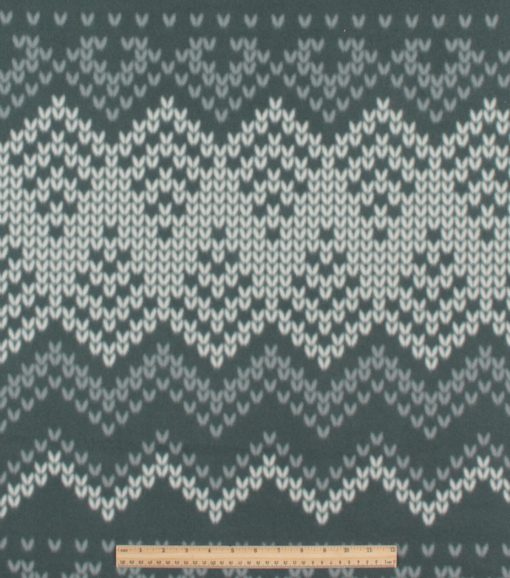 Green   White Knit Blizzard Fleece Fabric - Image 2