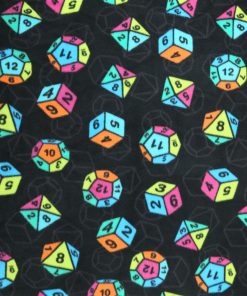 Neon Dice on Black Anti Pill Fleece Fabric