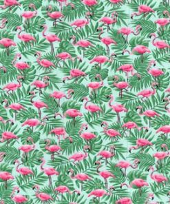 Fabric Traditions Pink Flamingos In Palm Leaves Novelty Cotton Fabric