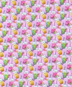 Fabric Traditions Bubble Tea on Purple Novelty Cotton Fabric