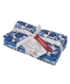 SINGER 18 x 21 Blue Floral Cotton Fabric Quarter Bundle 5pc