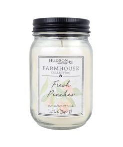 12oz Fresh Peaches Scented Mason Jar Candle by Hudson 43