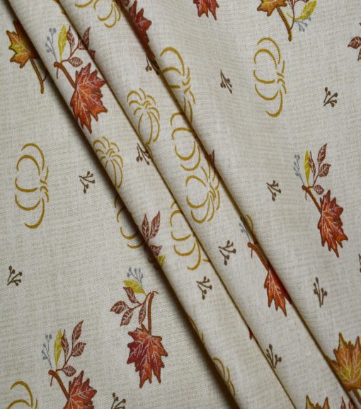 White Sketched Pumpkins Cotton Fabric - Image 3