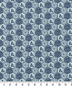 Dungeons   Dragons Blue Dice Cotton Fabric