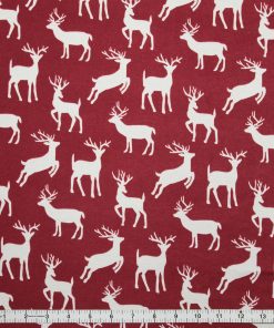 White Reindeers on Red Super Snuggle Christmas Flannel Fabric