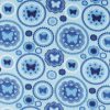 Blue Butterfly Circles Blizzard Fleece Fabric