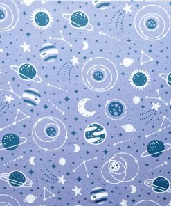 Space Icons On Purple Luxe Flannel Fabric