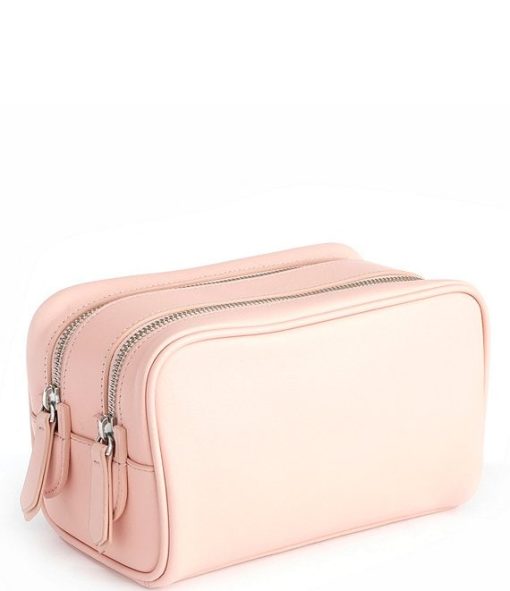 Leather Double Zip Toiletry Bag - Image 6
