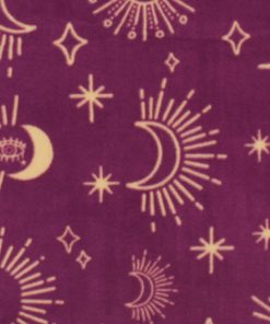 Celestial Sun   Moon on Purple Anti Pill Fleece Fabric