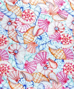 Pink Packed Seashells Novelty Cotton Fabric