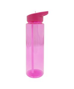 24oz Pink   Clear Fliptop Water Bottle With Straw by Happy