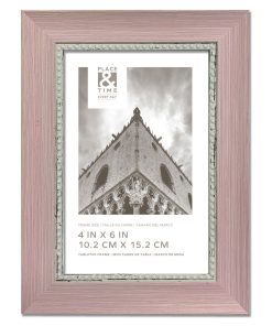 4 x 6 Pink With Beaded Accent Tabletop Picture Frame by Place   Time