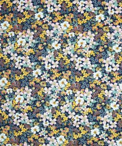 70s Floral on Blue Quilt Cotton Fabric by Keepsake Calico