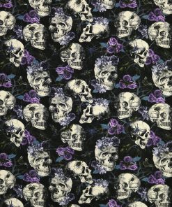 Floral Skulls Halloween Super Snuggle Flannel Fabric