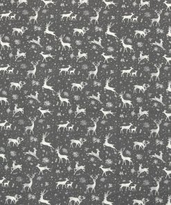 Prancing Deer on Gray Super Snuggle Christmas Flannel Fabric