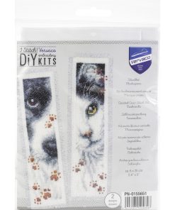 Vervaco 2 x 8 Dog   Cat Bookmark Counted Cross Stitch Kit 2ct