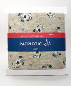 3yd Gray I Woof You Statue Of Liberty Precut Foil Cotton Fabric