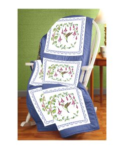 Janlynn 18 Hummingbird Quilt Block Stamped Cross Stitch Kit 6pk
