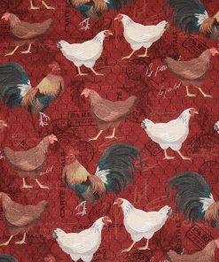 Roosters on Red Novelty Cotton Fabric
