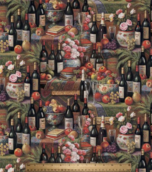Wine   Fruits Novelty Cotton Fabric - Image 2