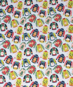 SINGER Sweaters on Blue Christmas Cotton Fabric