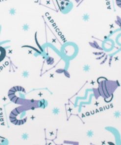 Galactic Celestial Astrology on White Anti Pill Fleece Fabric