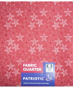 18 x 21 Red Stars Cotton Fabric Quarter 1pc