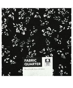 18 x 21 Floral on Black Cotton Fabric Quarter 1pc by Keepsake Calico