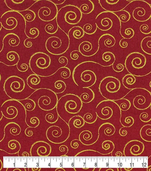 Scrolls Christmas Glitter Cotton Fabric - Image 6