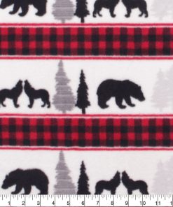 Bear   Wolf Striped Anti Pill Fleece Fabric
