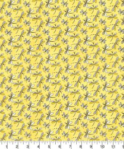 Fabric Traditions Dragonflies Yellow Novelty Glitter Cotton Fabric