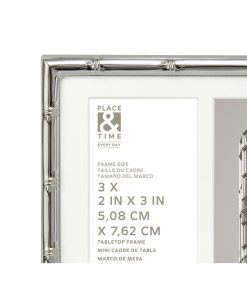 3 x 2 Silver Bamboo 3 Picture Tabletop Collage Frame by Place   Time