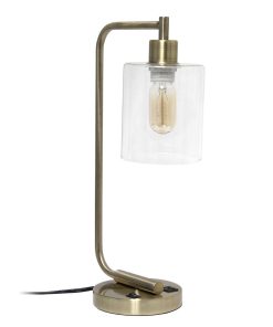 All The Rages 19 Iron Desk Lamp With USB Port   Glass Shade