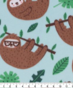 Blizzard Fleece Fabric Happy Hanging Sloth