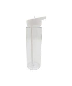 24oz White   Clear Fliptop Water Bottle With Straw by Happy