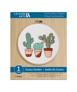 Leisure Arts 6 Cactus Garden Embroidery Kit