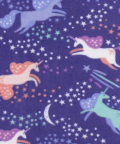 Unicorns in Sky on Purple Anti Pill Fleece Fabric