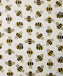 Bees on White Super Snuggle Flannel Fabric