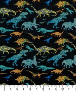 Stamped Dinos Novelty Cotton Fabric