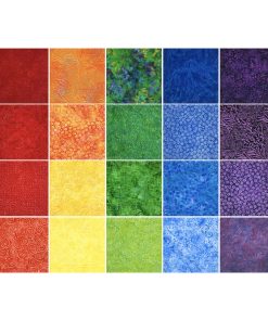 10 Rainbow Bright Batik Cotton Fabric Squares 42pc